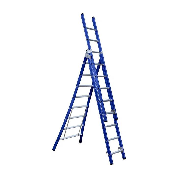 Eurostairs Reform ladder 3 delig BLAUW gecoat, Doe-het-zelf en Bouw, Ladders en Trappen, Nieuw, Verzenden