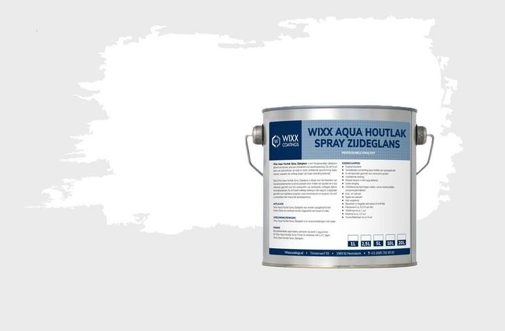 Wixx Aqua Houtlak Spray Zijdeglans Wit 2.5L, Doe-het-zelf en Bouw, Verf, Beits en Lak, Wit, Nieuw, Verzenden