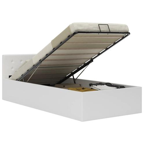 vidaXL Bedframe met opslag hydraulisch kunstleer wit 100x200, Huis en Inrichting, Slaapkamer | Bedden, Nieuw, Verzenden