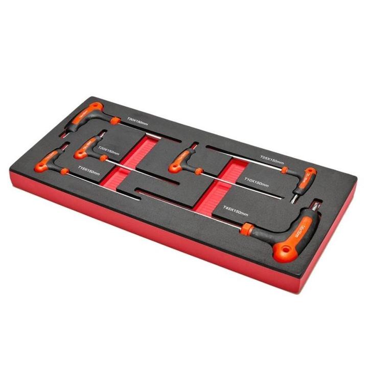 Zesdelige T- Torx set met kunststof handvat in soft foam, Bricolage & Construction, Boîtes à outils, Enlèvement ou Envoi