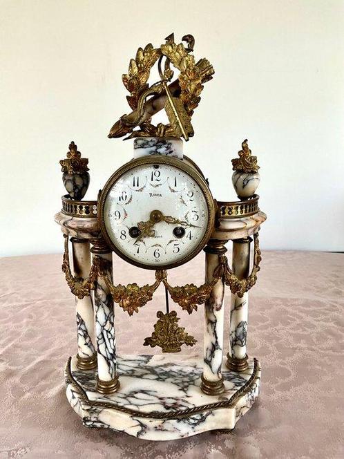 Pendule - Brons, Marmer - 1850-1900 - Pendel portiek, Antiek en Kunst, Antiek | Klokken