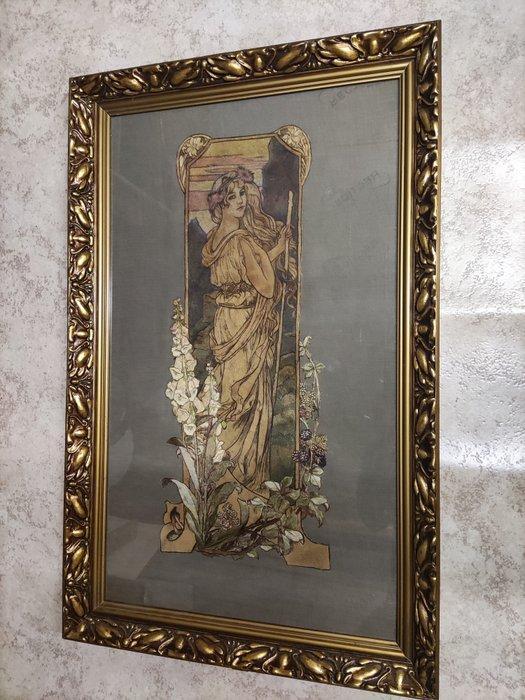 Elisabeth Sonrel - Borduurwerk - 80 cm - 50 cm - Fleurs des, Antiek en Kunst, Antiek | Meubels | Stoelen en Sofa's