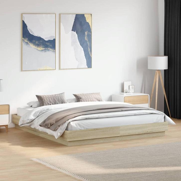 vidaXL Bedframe bewerkt hout sonoma eikenkleurig 180x200 cm, Huis en Inrichting, Slaapkamer | Bedden, Nieuw, Verzenden