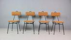 Eetkamerstoel - Staal, Textiel - Set van vier vintage