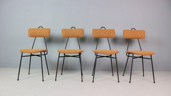 Eetkamerstoel - Staal, Textiel - Set van vier vintage, Antiek en Kunst, Kunst | Designobjecten
