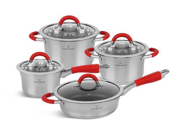 Veiling - Pannenset - RVS - 8 delig - Sandwichbodem, Huis en Inrichting, Keuken | Potten en Pannen, Nieuw