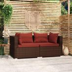 vidaXL Bank 2-zits met kussens poly rattan bruin, Tuin en Terras, Verzenden, Nieuw