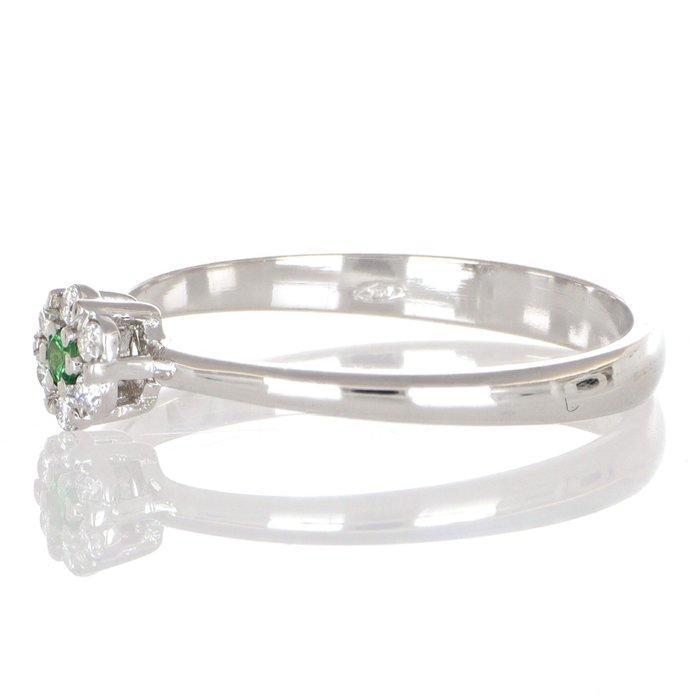 Zonder Minimumprijs - Ring - 18 karaat Witgoud Smaragd -, Handtassen en Accessoires, Ringen