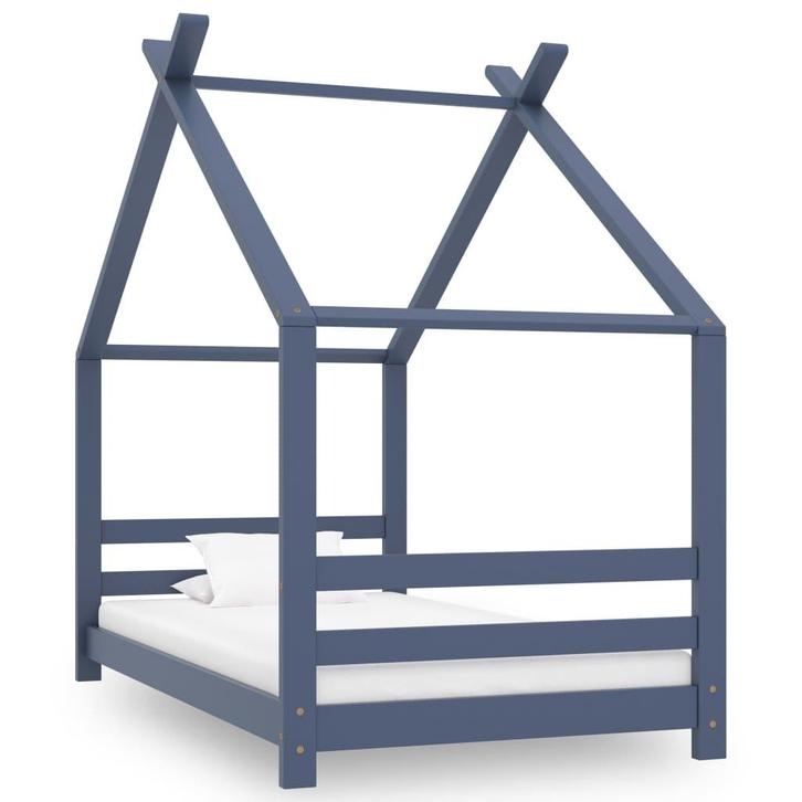 vidaXL Kinderbedframe massief grenenhout grijs 80x160 cm, Kinderen en Baby's, Kinderkamer | Bedden, Nieuw, Verzenden