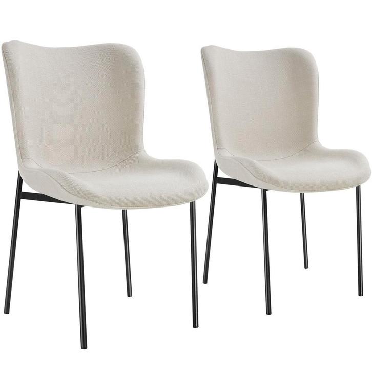 tectake Gestoffeerde stoel Tessa - Geweven stof gebroken wit, Huis en Inrichting, Stoelen, Verzenden