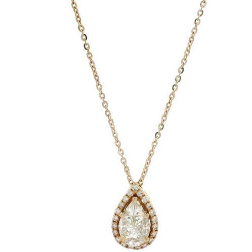 Ketting met hanger - 18 karaat Roségoud - 0.80ct. tw., Handtassen en Accessoires, Antieke sieraden