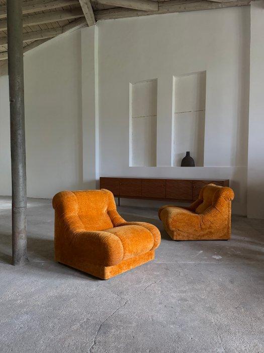 Fauteuil (2) - Fluweel, Hout - Modulaire fauteuil, Antiek en Kunst, Antiek | Meubels | Stoelen en Sofa's