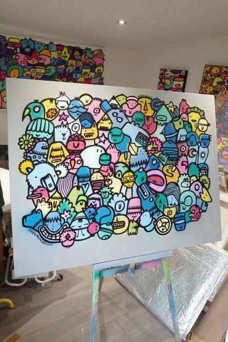 Kev Munday - Spray Cloud Crowd, Antiquités & Art, Art | Peinture | Moderne