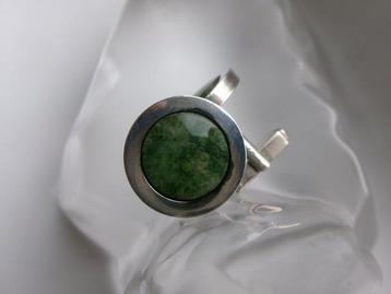 Zilver, Jade/Nefriet - Manchetknopen - Art Deco-stijl