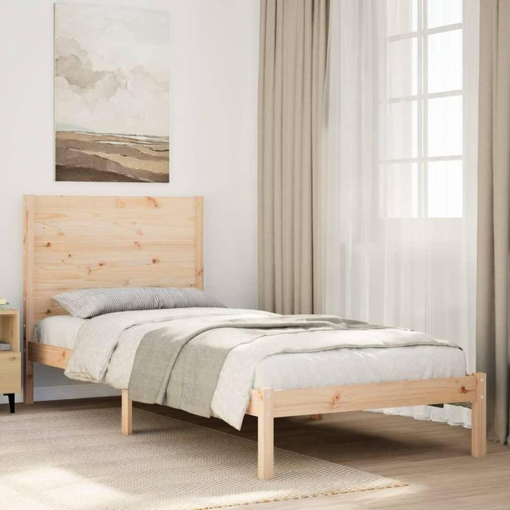 vidaXL Bedframe extra lang zonder matras massief hout 90x210, Huis en Inrichting, Slaapkamer | Bedden, Nieuw, Verzenden
