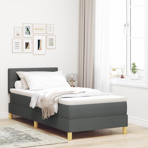 vidaXL Box Spring Bed met Matras & LED Donkergrijs 90x190 cm, Huis en Inrichting, Slaapkamer | Bedden, Nieuw, Verzenden