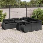 vidaXL Salon de jardin 11 pcs avec coussins noir résine, Jardin & Terrasse, Ensembles de jardin, Verzenden, Neuf, Salons de jardin