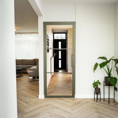 Stalen Binnendeur - Olijfgroen - 3 Vlaks - Helder glas, Doe-het-zelf en Bouw, Deuren en Vliegenramen, Nieuw, Metaal, Binnendeur