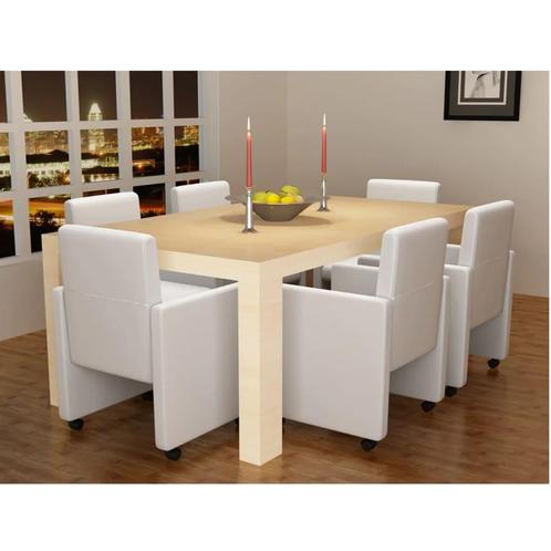 vidaXL Eetkamerstoelen 6 st kunstleer wit, Huis en Inrichting, Stoelen, Nieuw, Verzenden