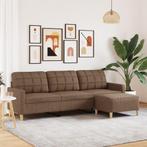 vidaXL Driezitsbank met voetenbank 210 cm stof bruin, Verzenden, Nieuw