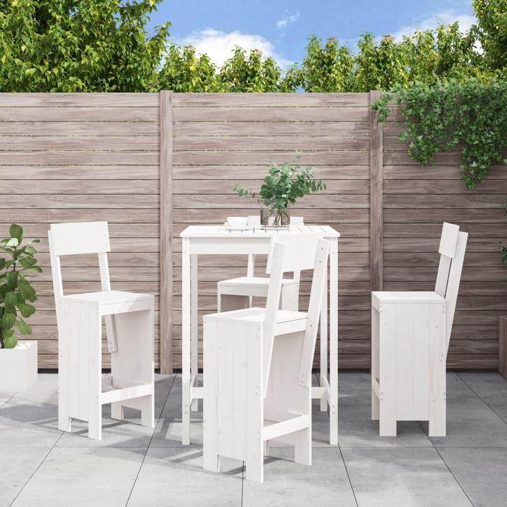 vidaXL 5-delige Barset massief grenenhout wit, Tuin en Terras, Tuinsets en Loungesets, Nieuw, Verzenden