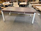 Eettafel, landelijk wit + smoke brown (nieuw, outlet)