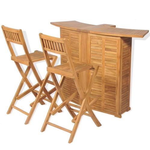 vidaXL 3-delige Bistroset met klapstoelen massief teakhout, Tuin en Terras, Tuinsets en Loungesets, Nieuw, Verzenden