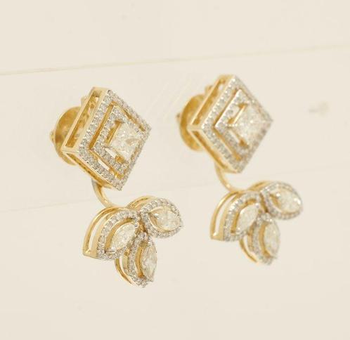 Boucles doreilles cocktail - 14 carats Or jaune - 3.06ct., Handtassen en Accessoires, Antieke sieraden