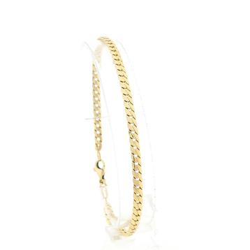 Gouden platte gourmetschakel armband | 22 cm (heren armband) beschikbaar voor biedingen