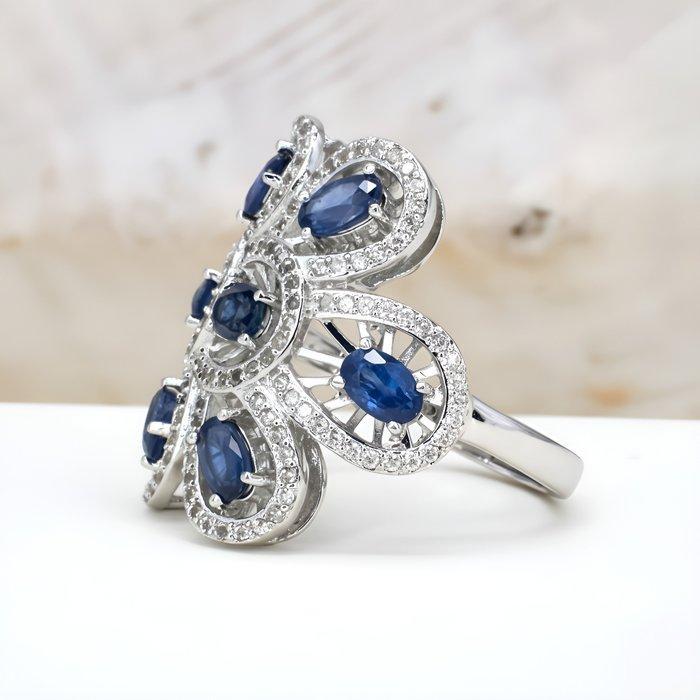 Zonder minimumprijs - Ring Verguld Saffier - Topaas - 18kt, Handtassen en Accessoires, Ringen