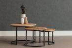 Salontafel Mangohout S Ula Set Van 3, Huis en Inrichting, Tafels | Salontafels, Minder dan 50 cm, Verzenden, Nieuw, Industriële meubels
