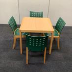 Complete set tafel + 4 stuks stoelen, beuken - groen, Gebruikt, Bureau