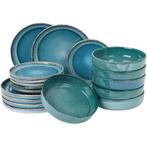 Bordenset Aura - blauw - 18-delig | 6-persoons, Verzenden, Nieuw