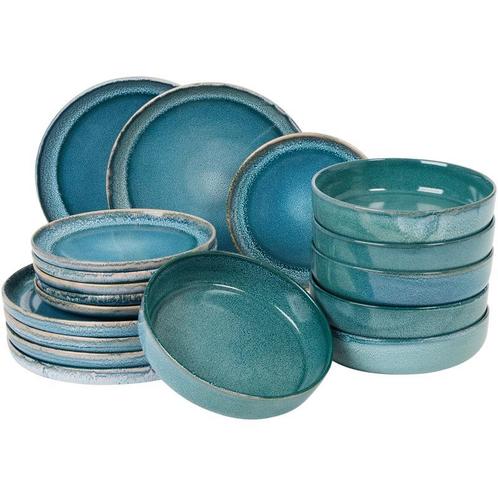 Bordenset Aura - blauw - 18-delig | 6-persoons, Huis en Inrichting, Keuken | Servies, Nieuw, Verzenden