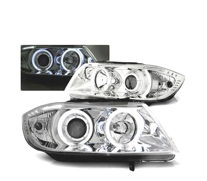 PHARES POUR BMW E90 E91 05-08 ANGEL EYES CCFL CHROMÉ, Autos : Pièces & Accessoires, Éclairage, Envoi