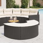 vidaXL Voetensteun met kussen poly rattan zwart, Tuin en Terras, Verzenden, Nieuw