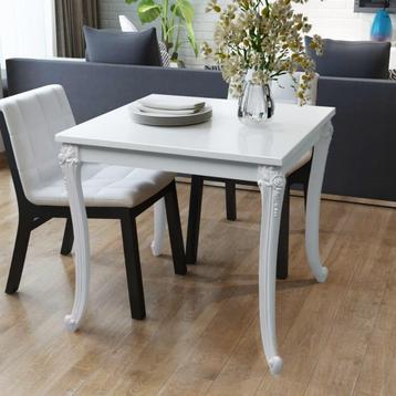vidaXL Eettafel 80 x 80 x 76 cm hoogglans wit, Verzenden