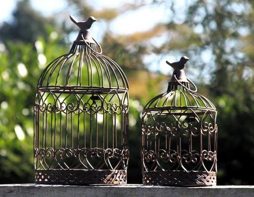 lot de 2 jolies cages à oiseaux en métal / lanterne / cintre, Antiquités & Art, Art | Objets design