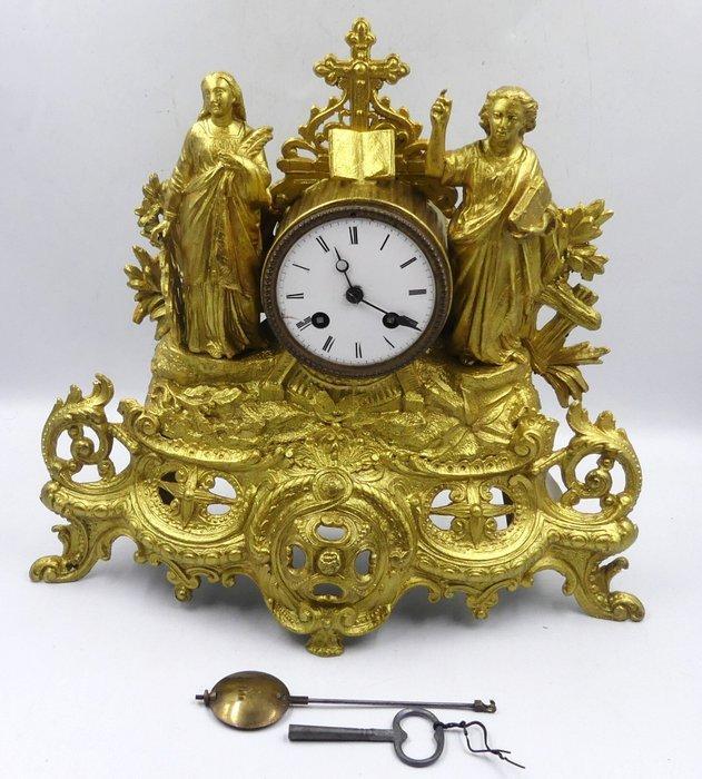 Figurale pendule - Messing, Zinklegering - 1850-1900, Antiek en Kunst, Antiek | Klokken