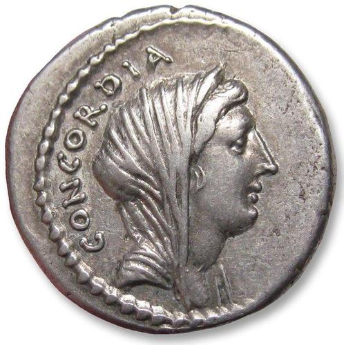 Romeinse Republiek. L. Mussidius Longus, 42 BC. Denarius, Postzegels en Munten, Munten | Europa | Niet-Euromunten