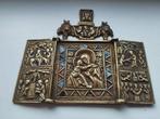 Icône de voyage - Notre-Dame de Vladimir - Bronze, Émail, Antiek en Kunst, Kunst | Niet-Westerse kunst