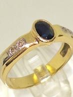 Ring - 14 karaat Geel goud - 0.25ct. tw. Saffier - Diamant, Nieuw