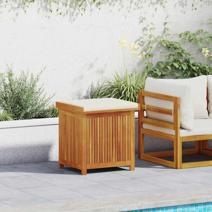 vidaXL Kussenbox voor buiten 60x50x61 cm massief acaciahout, Tuin en Terras, Bergingen en Tuinkasten, Nieuw, Verzenden