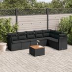 vidaXL 8-delige Loungeset met kussens poly rattan zwart, Tuin en Terras, Verzenden, Nieuw, Loungeset