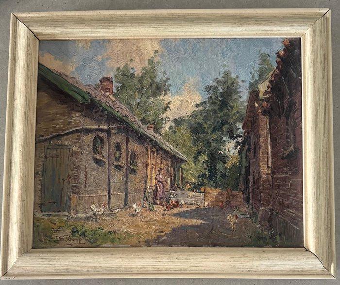 Hendrik Schaap (1878- 1955.) - Boerin met kippen in, Antiek en Kunst, Kunst | Schilderijen | Klassiek