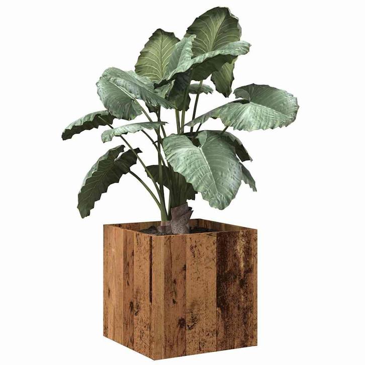 vidaXL Plantenbak 40x40x40 cm bewerkt hout oud houtkleurig, Tuin en Terras, Bloempotten, Nieuw, Verzenden