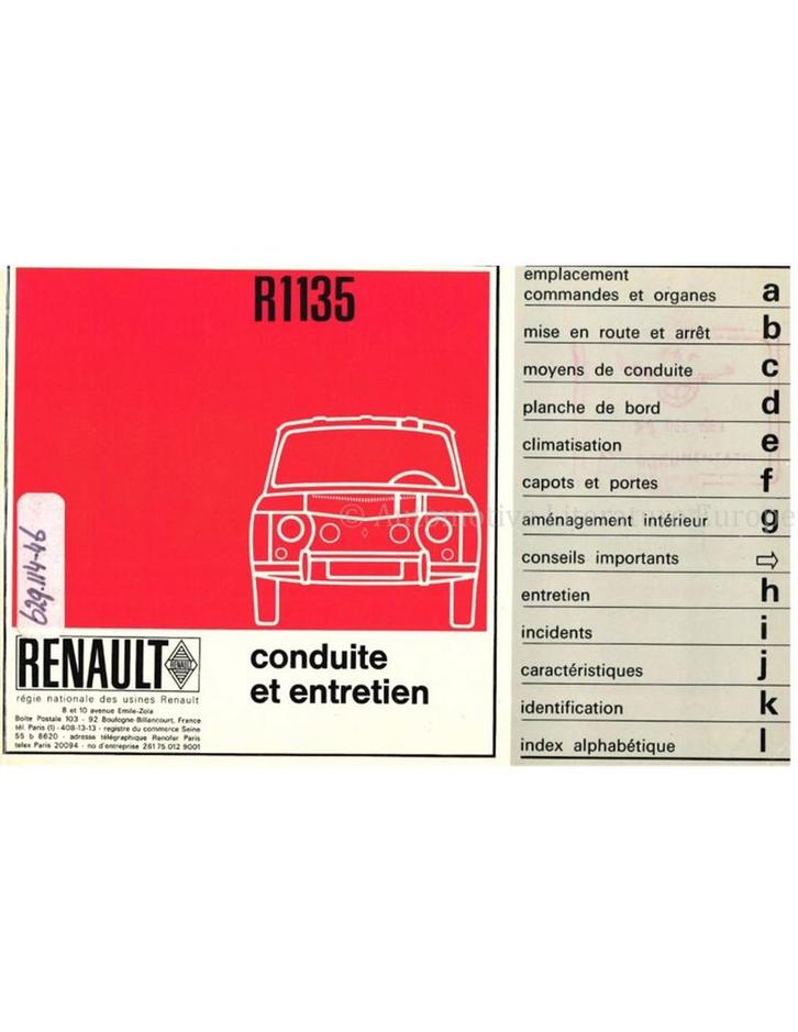 1967 RENAULT 8 GORDINI INSTRUCTIEBOEKJE FRANS, Auto diversen, Handleidingen en Instructieboekjes