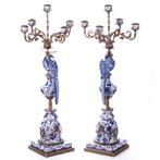 Kaarsenhouder (2) - Brons, Porselein - 85 cm!, Antiek en Kunst
