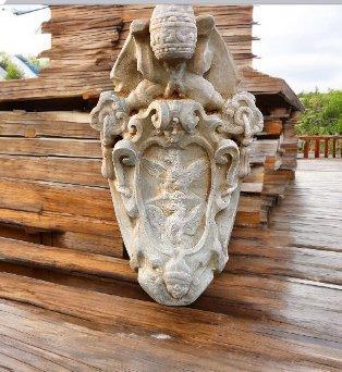 sculptuur, Fregio araldico cascate antiche - 41 cm -, Antiek en Kunst, Curiosa en Brocante