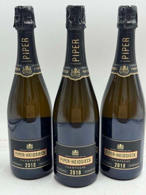2018 Piper Heidsieck, Vintage - Champagne Brut - 3 Flessen, Verzamelen, Wijnen